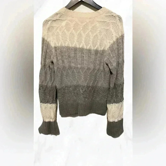 Max studio grey and cream knitted long sleeve with ties sweater S - Picture 2 of 4